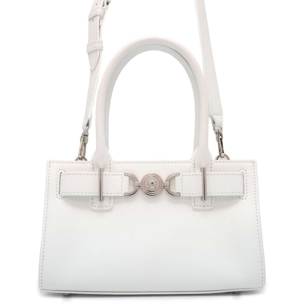Versace Medusa Leather Handbag White Bag
